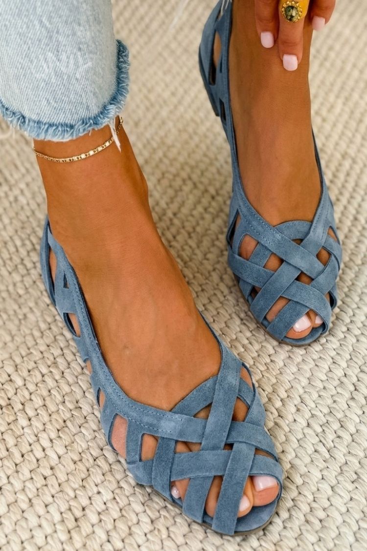 Deira | Flat Open-toe Sandals with Crisscrossed Fabric for Summer