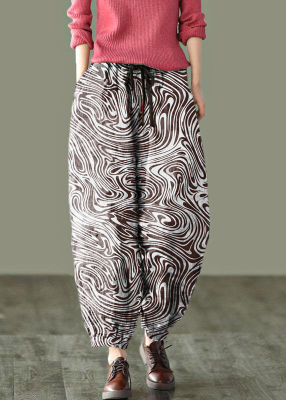 Sunset Print Linen Harem Pants