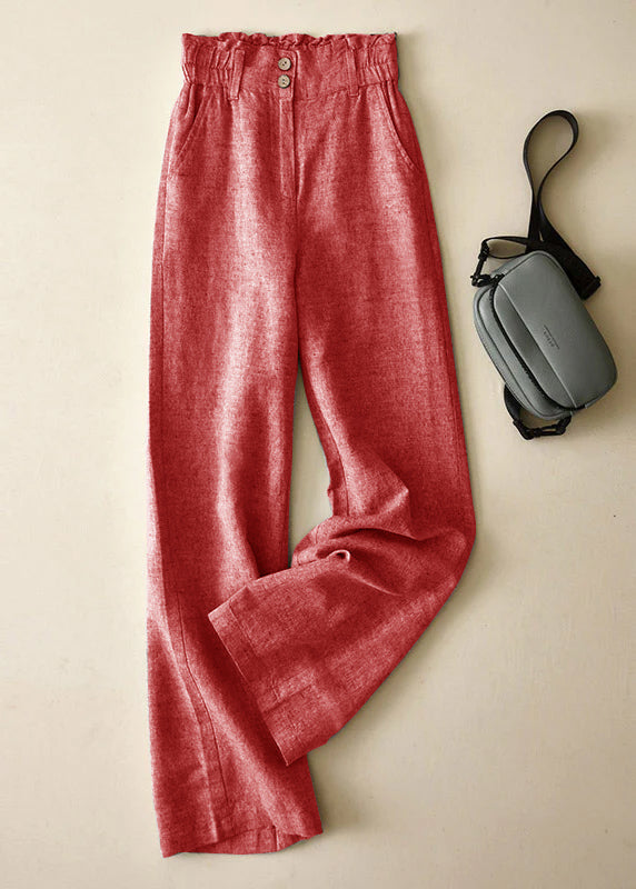Grey High Waist Button Linen Pants
