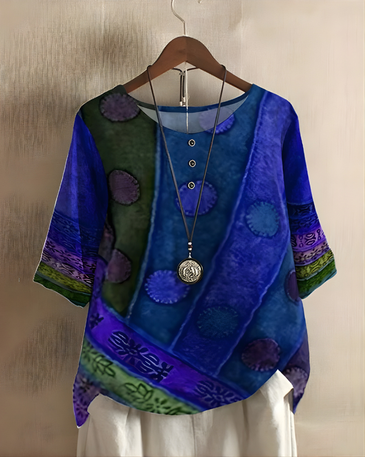 Fiona Relaxed Summer Top with Vibrant Print
