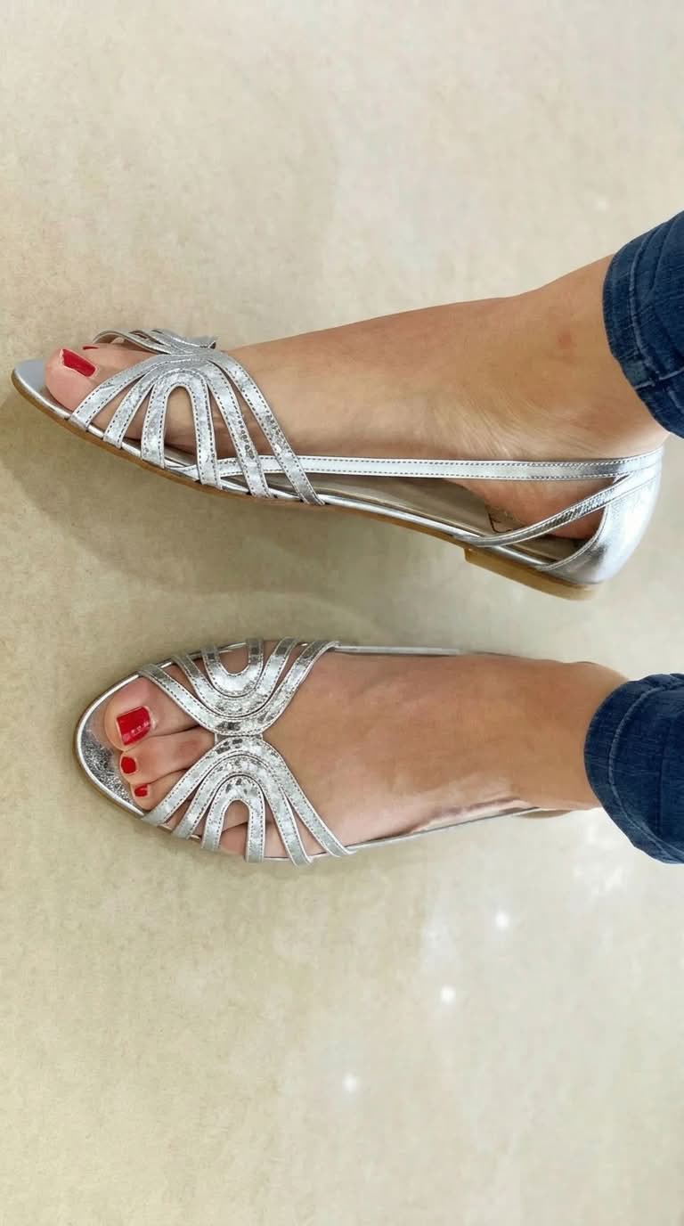 Genara | Open Toe Sandals with Metallic Shine