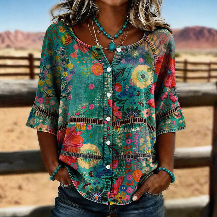 Iris | Vintage Floral Print Blouse