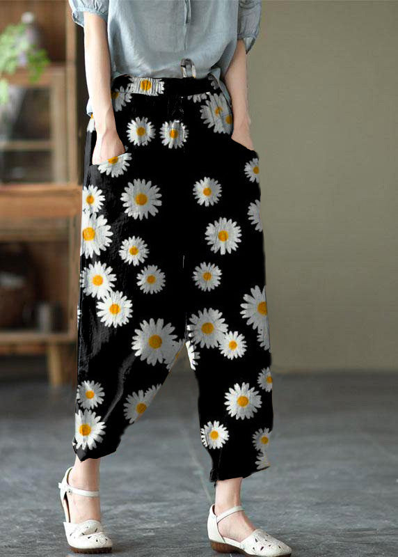 Khaki Tie-Waist Linen Harem Pants