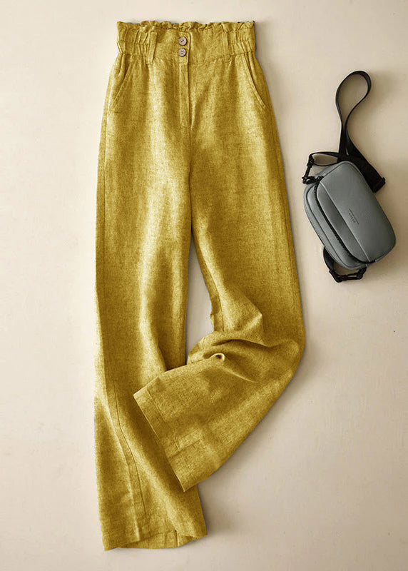 Grey High Waist Button Linen Pants