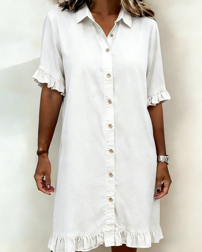 Ruched Flattering Denim Dress