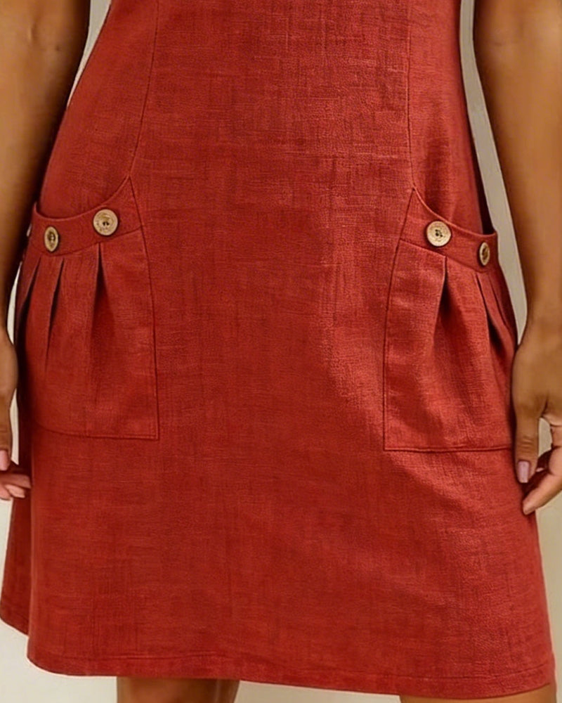 Cotton Zipper Pocket Dress