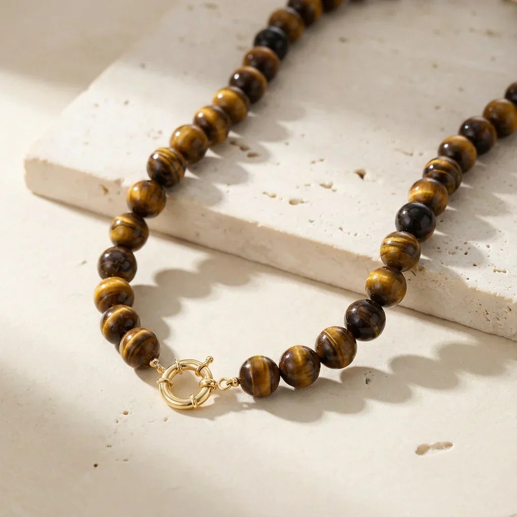 Luna | Bold Tigers Eye Necklace & Earrings (set of two)