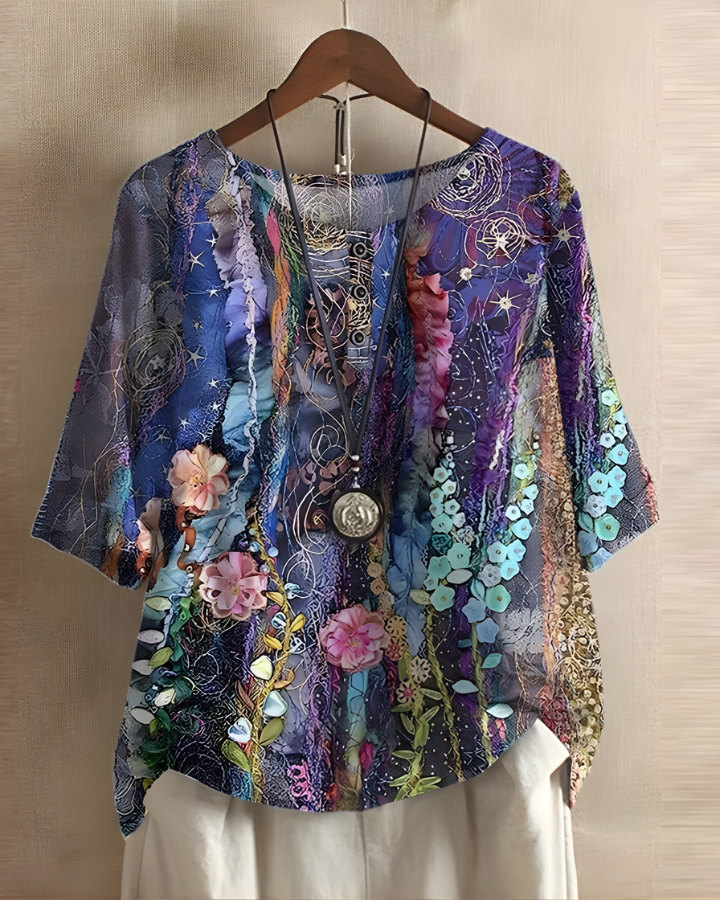 Fiona Relaxed Summer Top with Vibrant Print