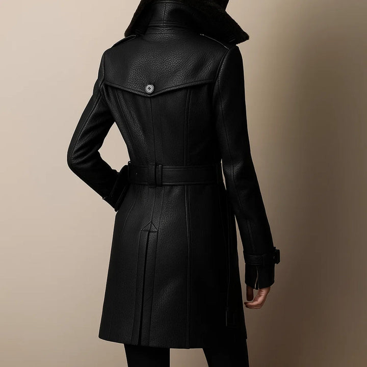 Simone | Mid-Length Leather Coat