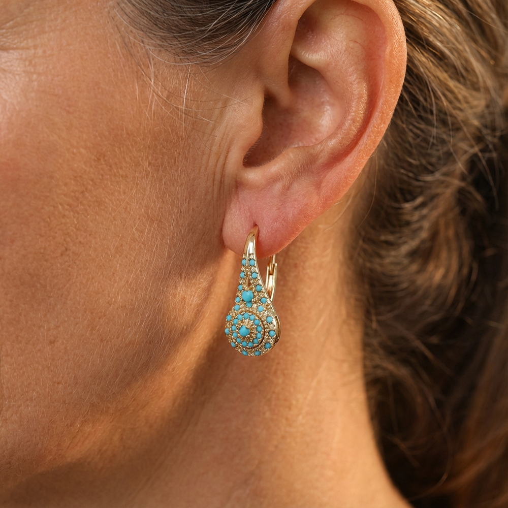 Luna | Turquoise Mosaic Teardrop Earrings