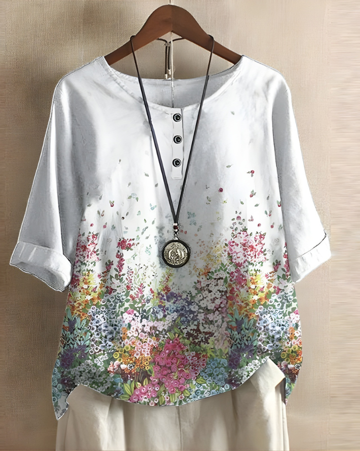 Fiona Relaxed Summer Top with Vibrant Print