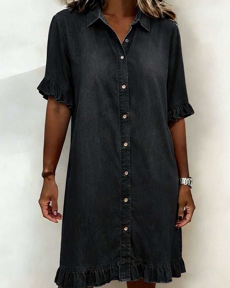 Ruched Flattering Denim Dress