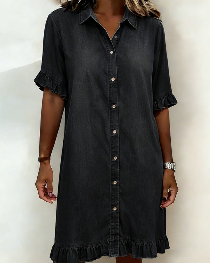 Ruched Flattering Denim Dress