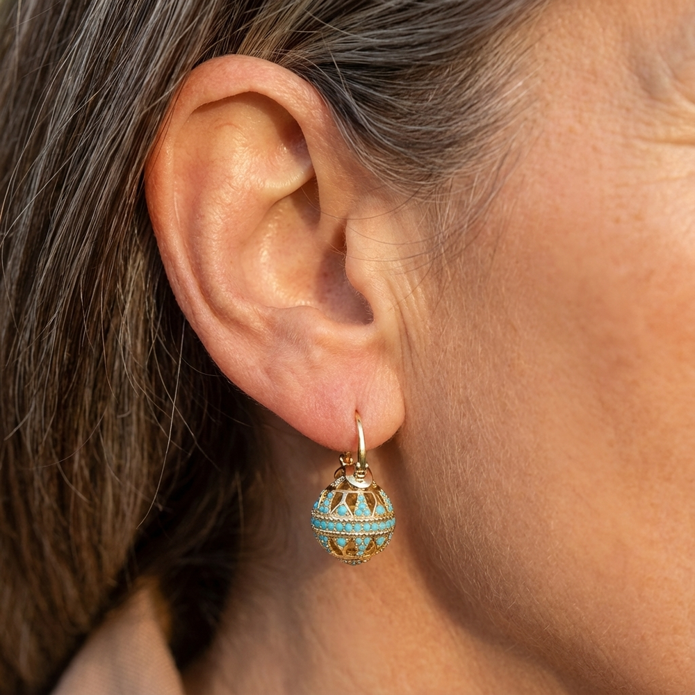 Bella | Turquoise Filigree Globe Drop Earrings