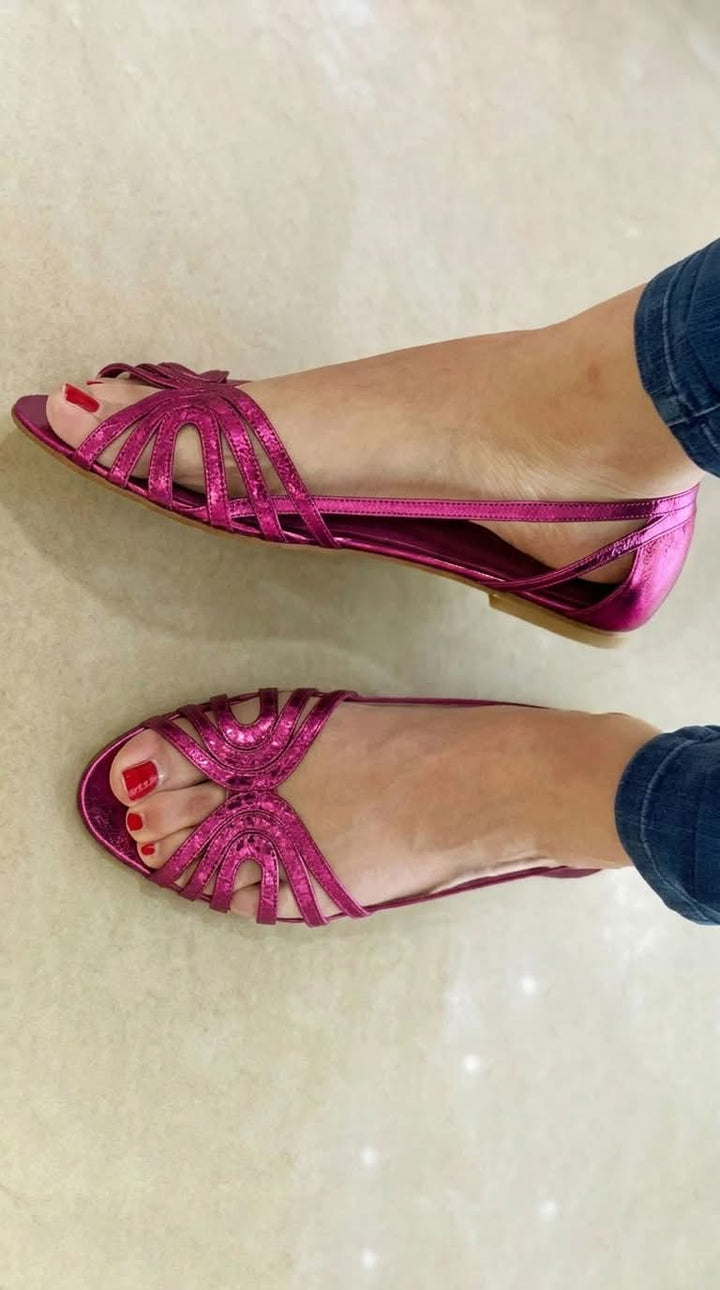 Genara | Open Toe Sandals with Metallic Shine