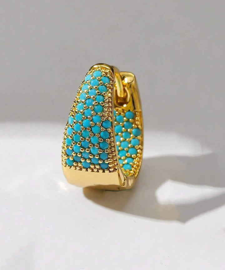 Green Turquoise Zircon Hoop Earrings