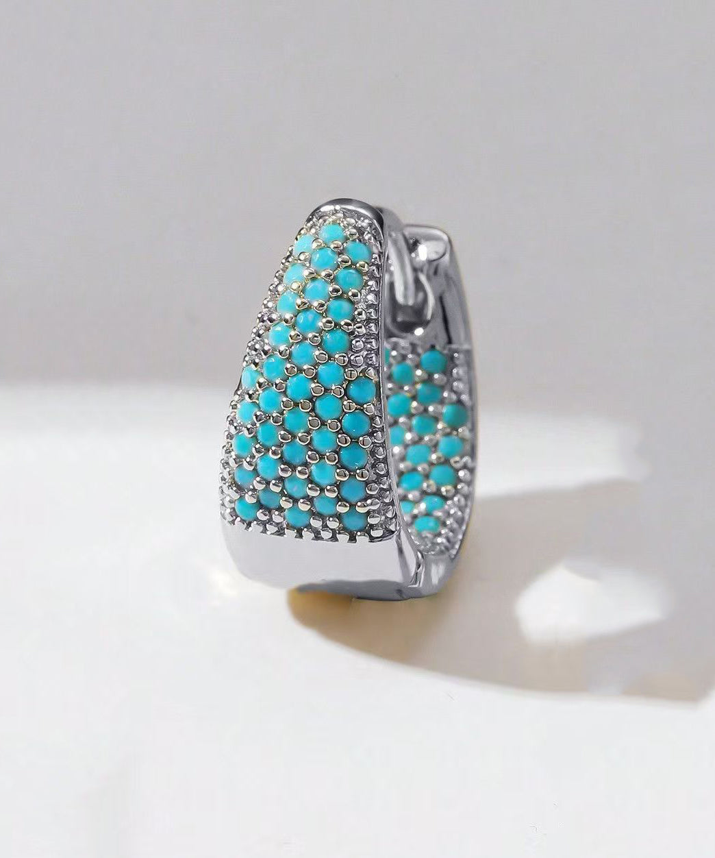Green Turquoise Zircon Hoop Earrings