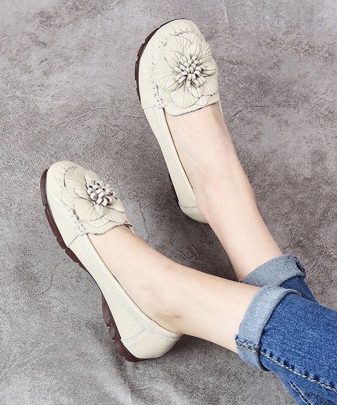 Black Leather Bow Handmade Flat Shoes