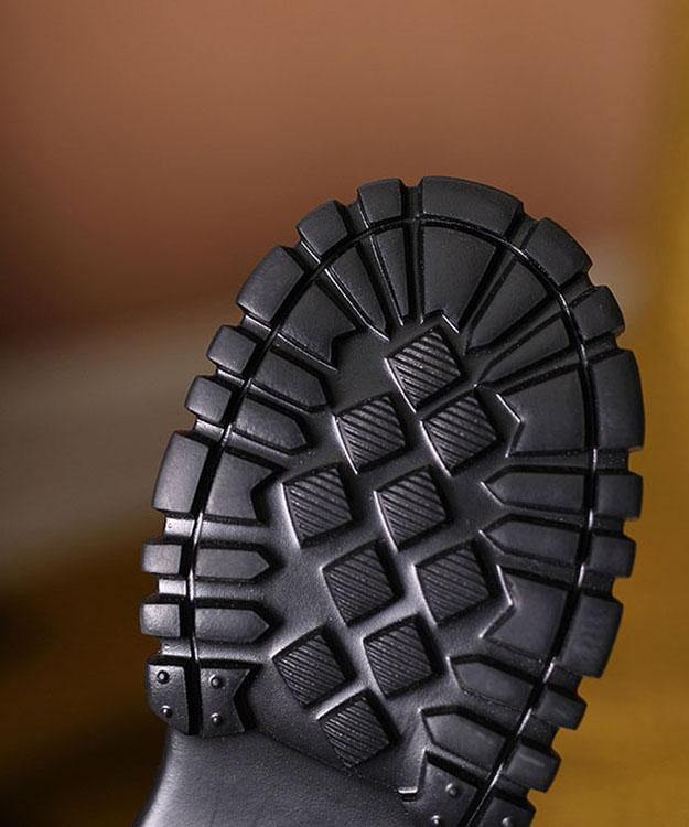 Black Buckle Strap Platform Flat Shoes