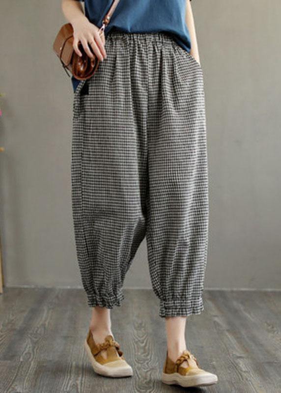 Bohemian Plaid Linen Pocket Pants