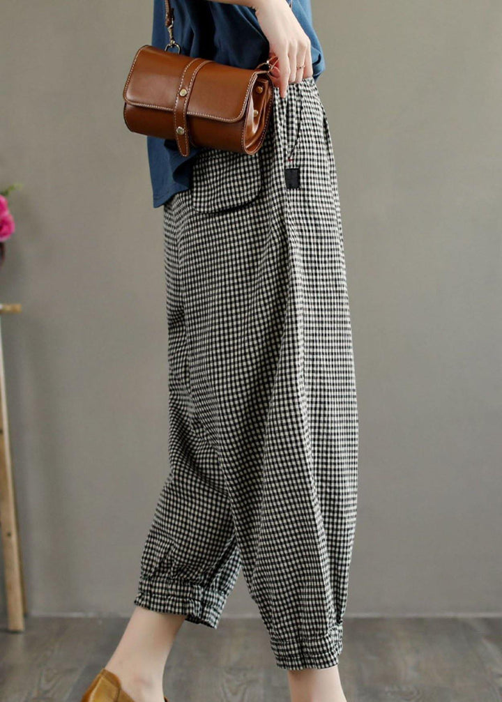 Bohemian Plaid Linen Pocket Pants