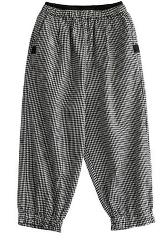 Bohemian Plaid Linen Pocket Pants
