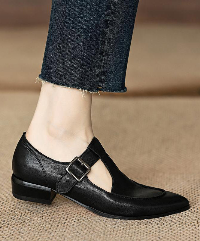 Brown Sheepskin Buckle Strap Flats