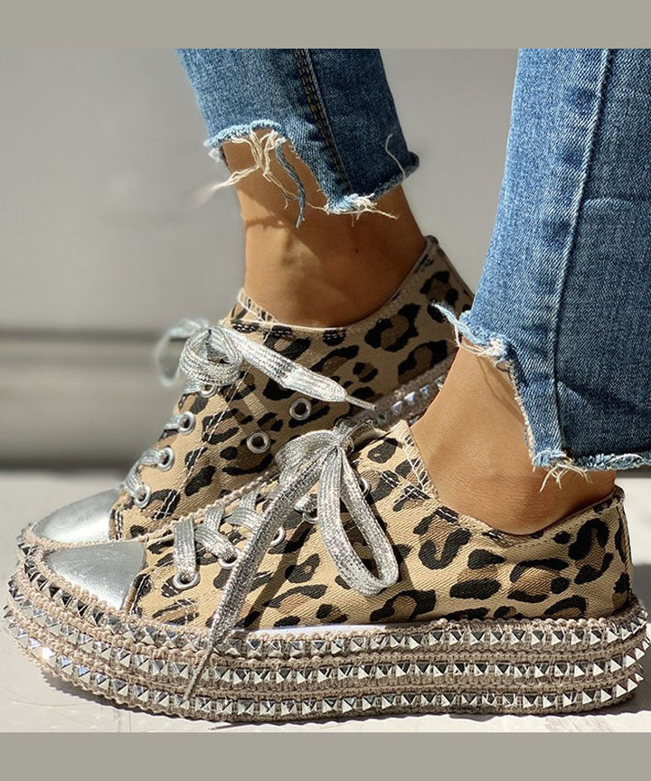 Boho Leopard Print Cotton Flat Shoes