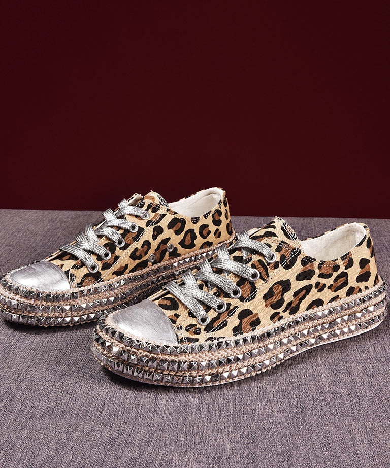 Boho Leopard Print Cotton Flat Shoes