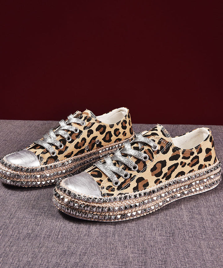 Boho Leopard Print Cotton Flat Shoes