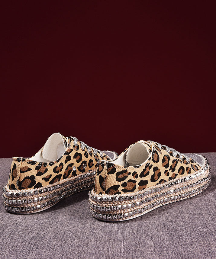 Boho Leopard Print Cotton Flat Shoes