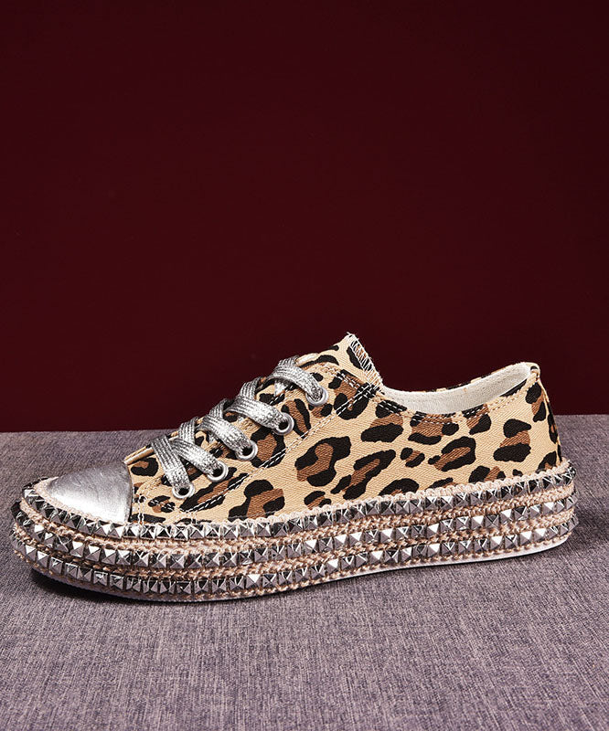 Boho Leopard Print Cotton Flat Shoes