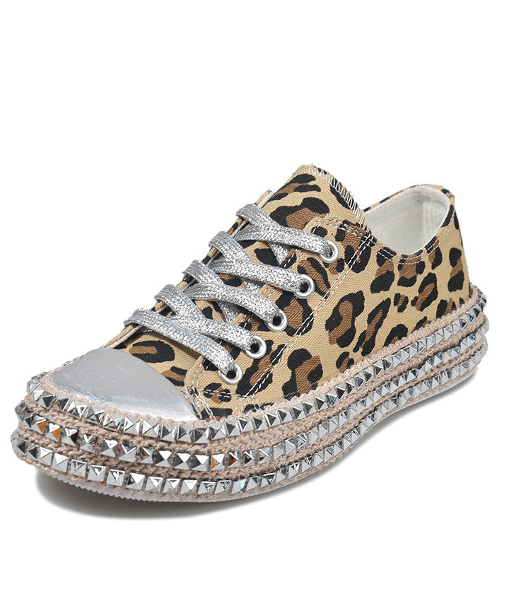 Boho Leopard Print Cotton Flat Shoes