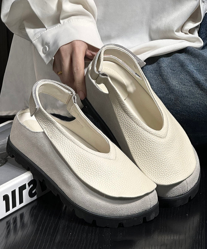 Yellow Cowhide Platform Boho Flat Shoes