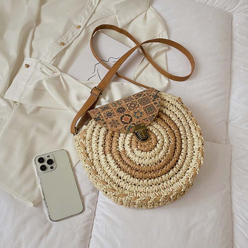 Biscuit | Woven Straw Shoulder Bag