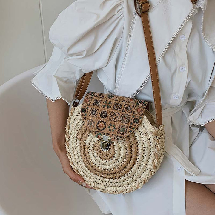 Biscuit | Woven Straw Shoulder Bag