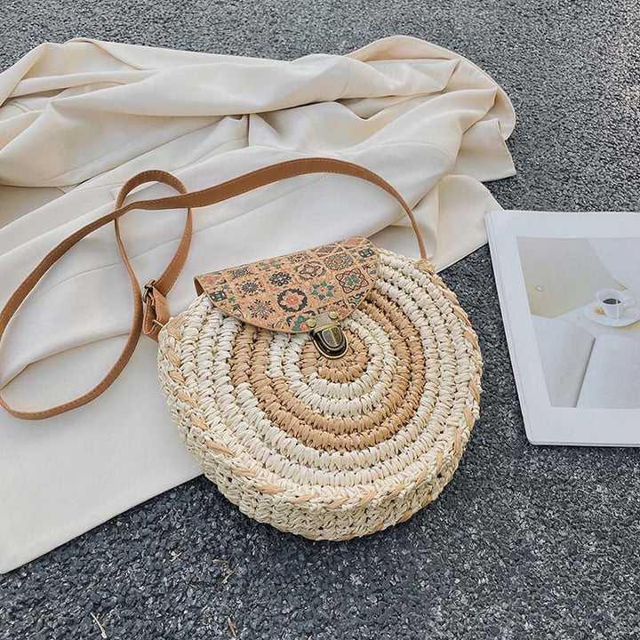 Biscuit | Woven Straw Shoulder Bag