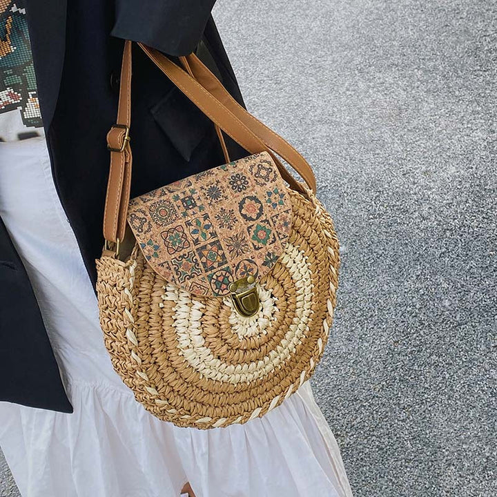 Biscuit | Woven Straw Shoulder Bag