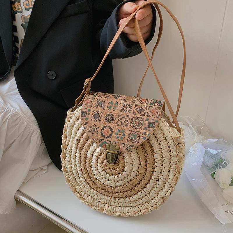 Biscuit | Woven Straw Shoulder Bag