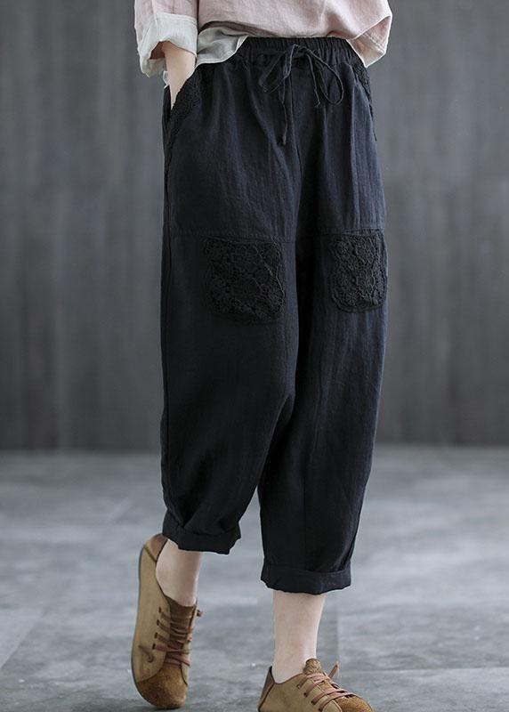 Mulberry Embroidered Linen Crop Pants