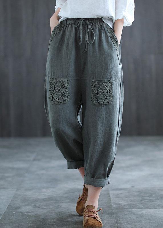 Mulberry Embroidered Linen Crop Pants
