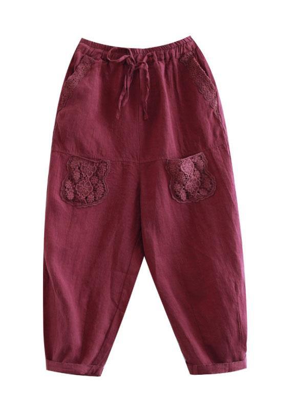 Mulberry Embroidered Linen Crop Pants