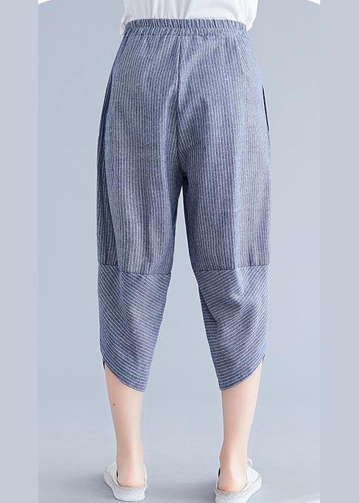 Navy Striped Patchwork Linen Pants