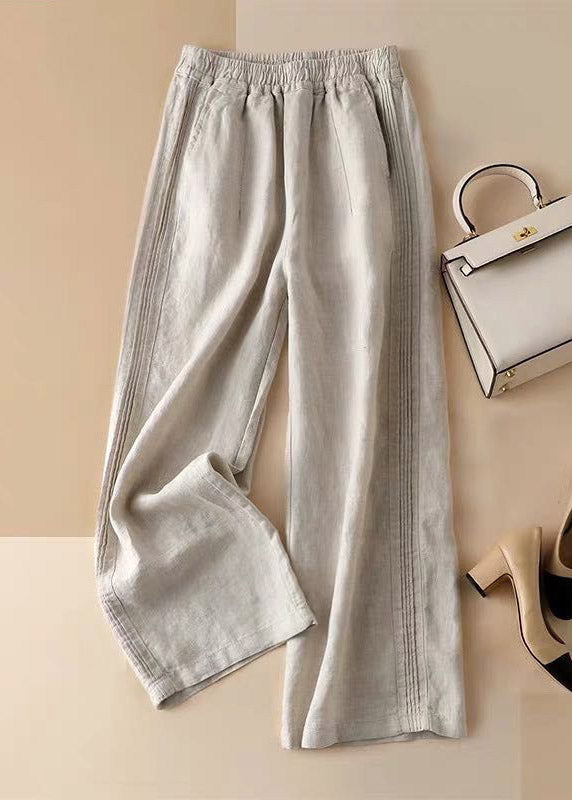Ruffled Wide-Leg Linen Pants