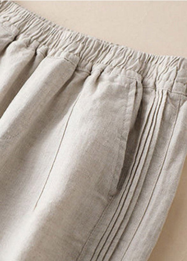 Ruffled Wide-Leg Linen Pants