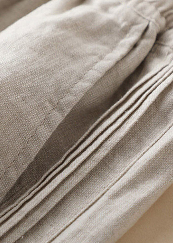 Ruffled Wide-Leg Linen Pants