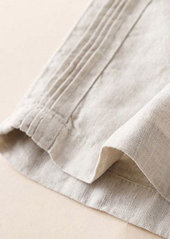 Ruffled Wide-Leg Linen Pants