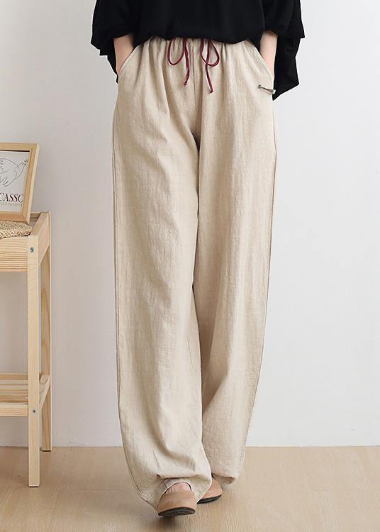 Nude High Waist Linen Carrot Pants
