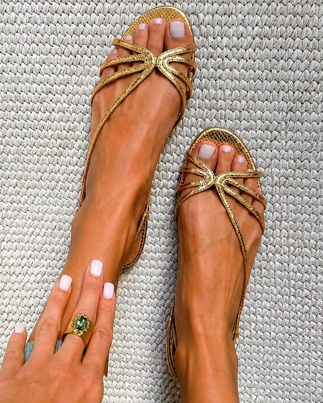 Deila | Metallic Strap Sandals for Summer