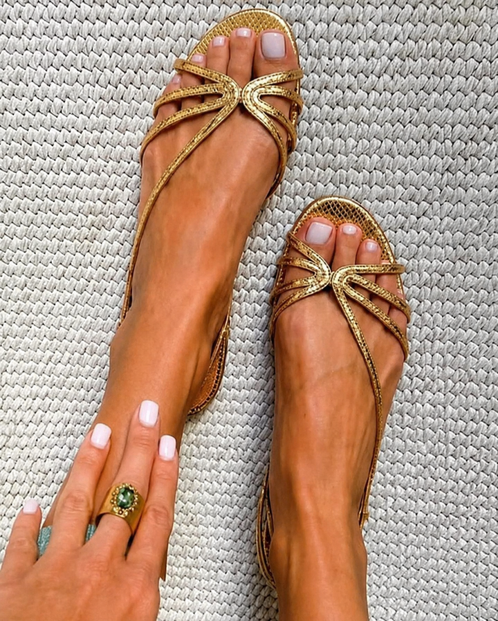 Deila | Metallic Strap Sandals for Summer